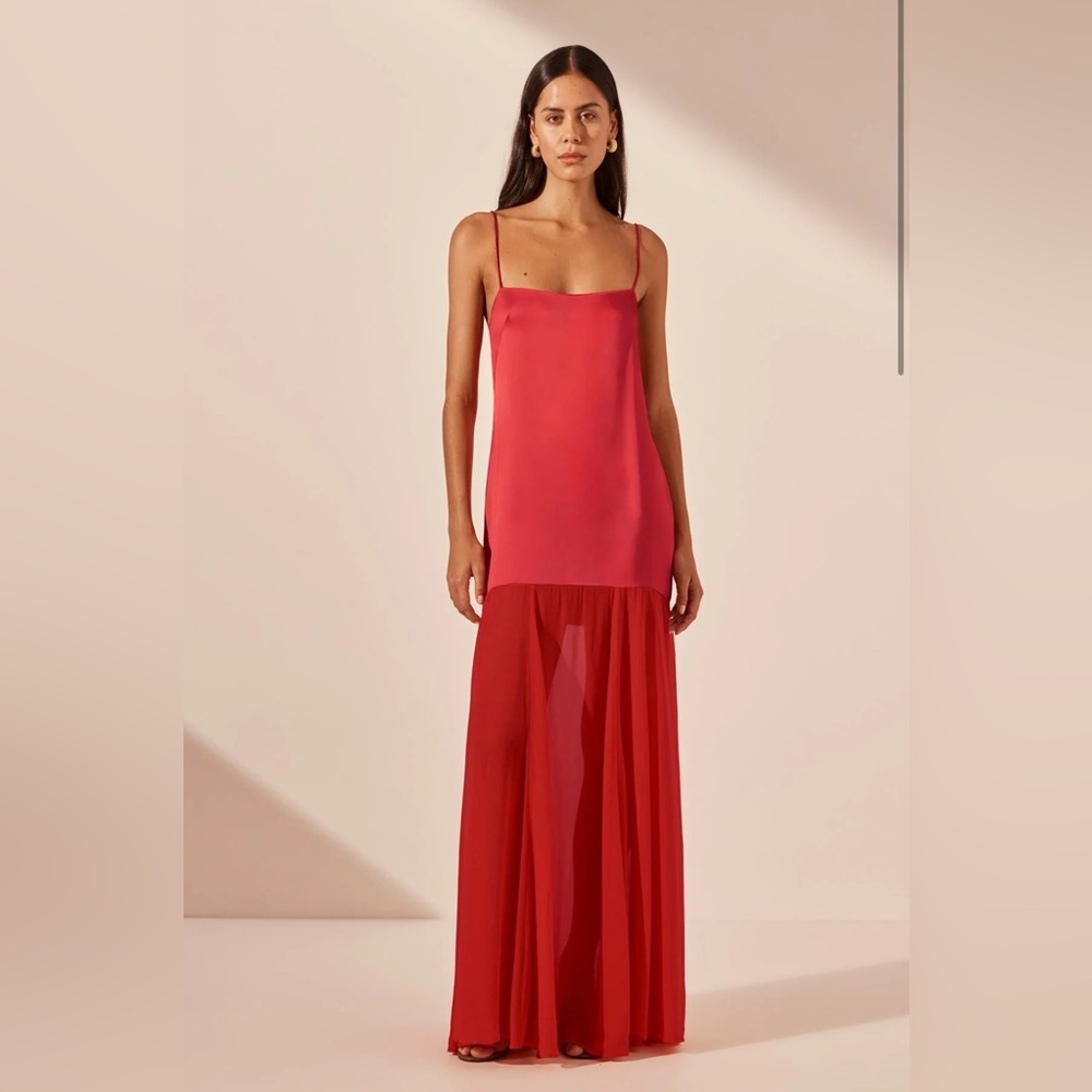 NWT Shona Joy Moraya Dropped Waist Maxi Dress - Red Chilli